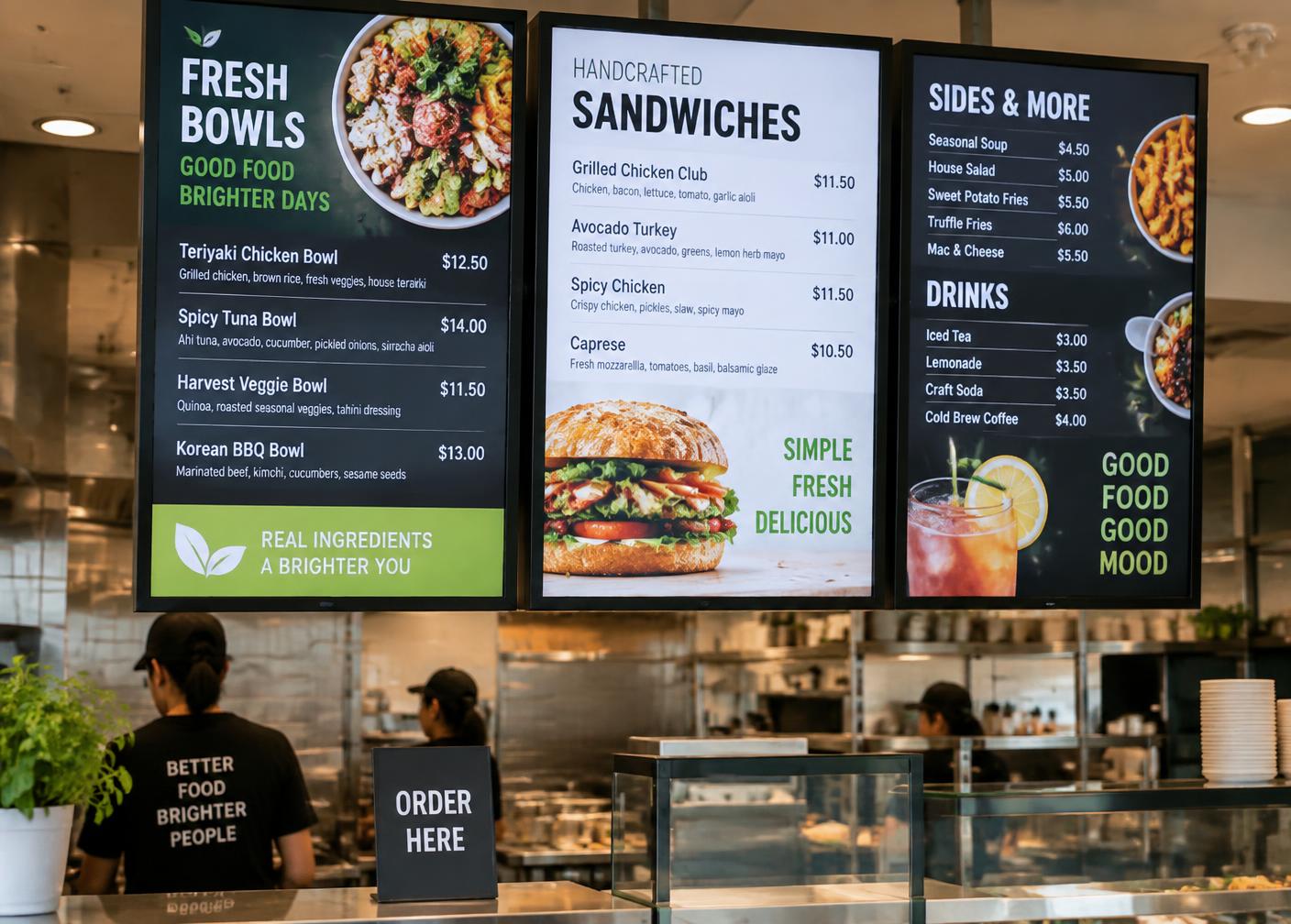 Triple Digital Menu Board